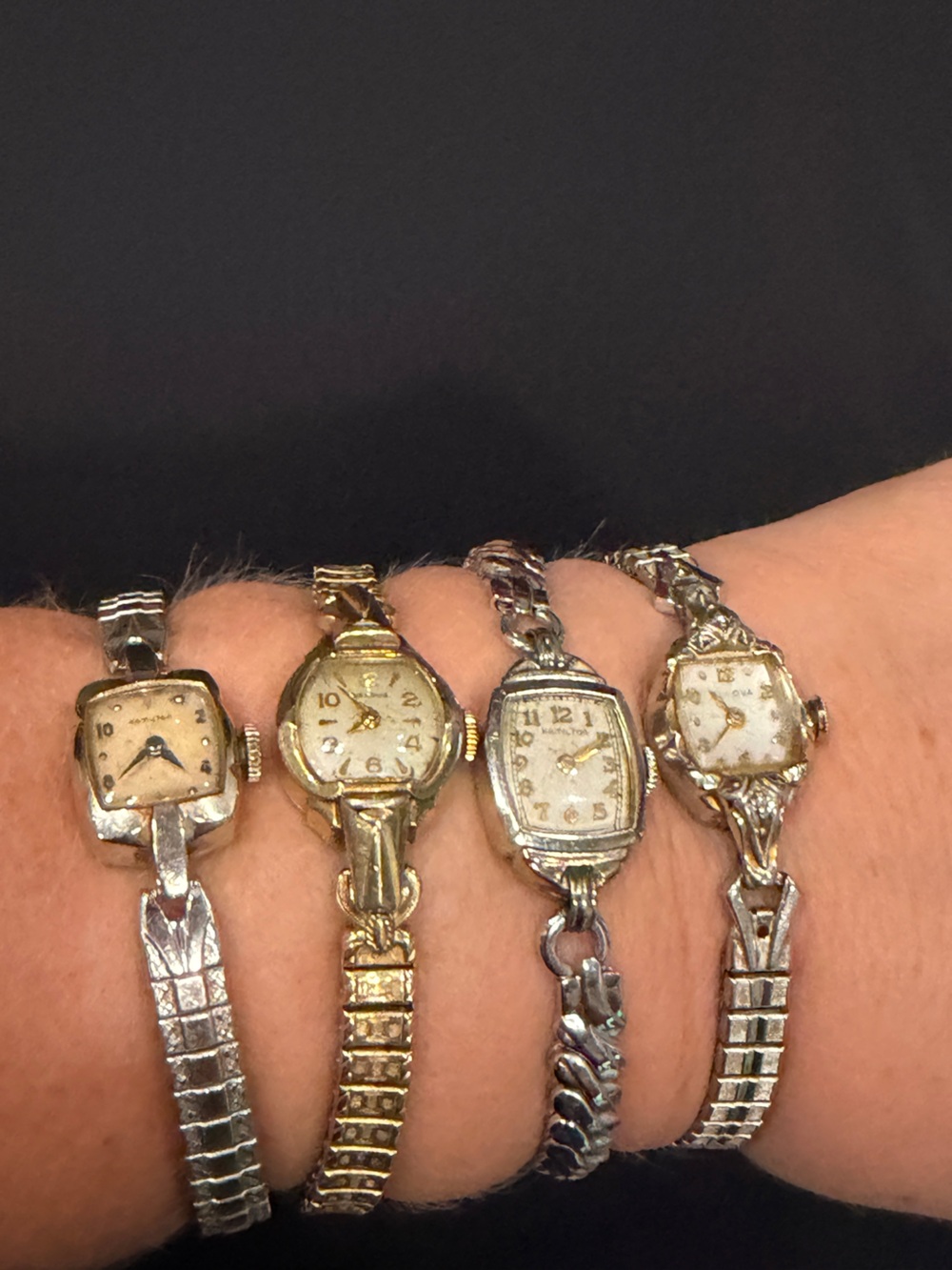 Vintage Antique Gold & Silver Tone Bracelet Watches Set of 4